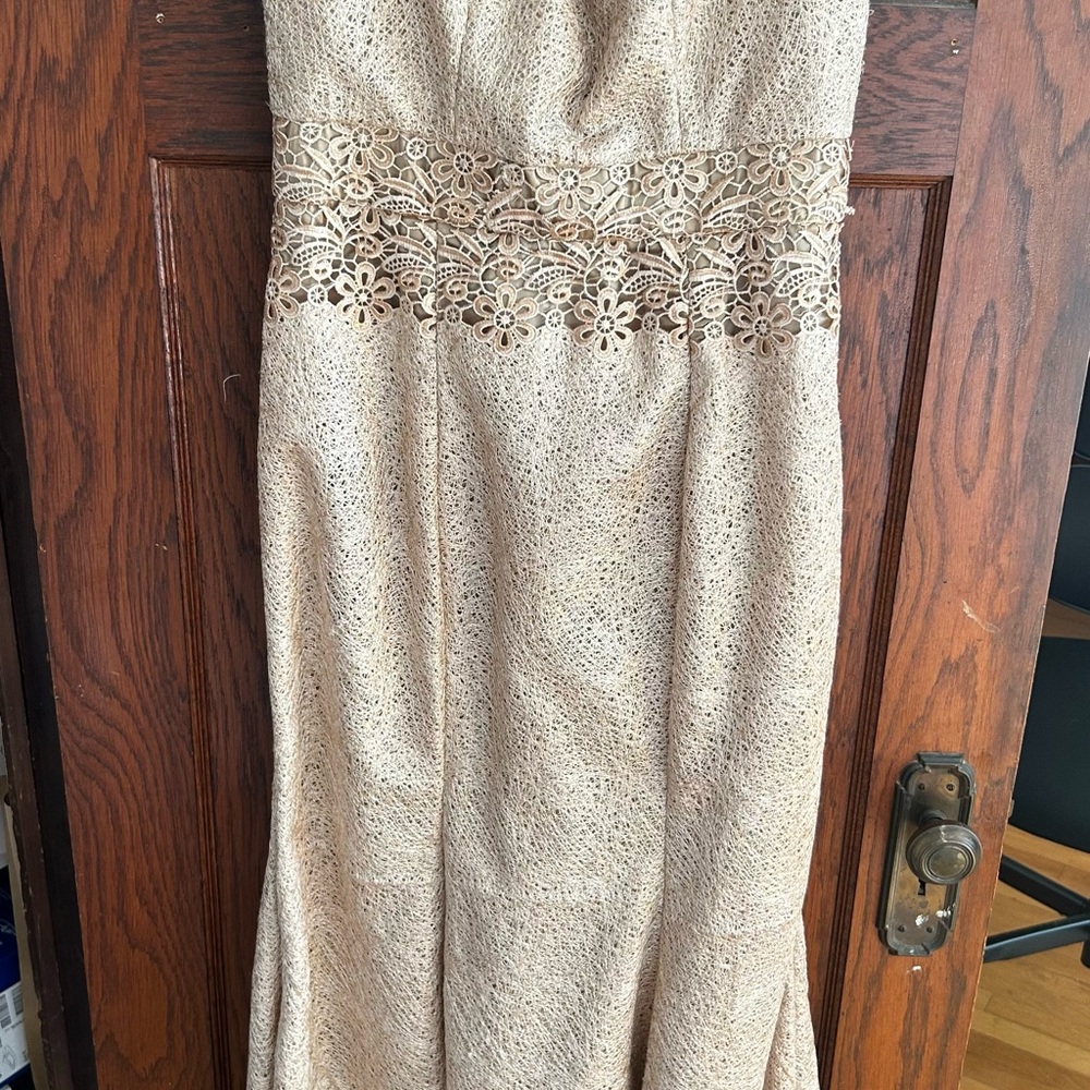 Handmade Elegant Lace Tan Dress